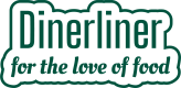 Dinerliner - For the love of food. Text logo outlined